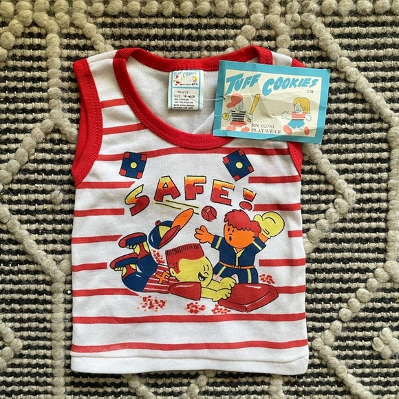 Vintage Tuff Cookies Toddler Baseball Graphic Tank Top Size 18 Months New NWT - Picture 1 of 3